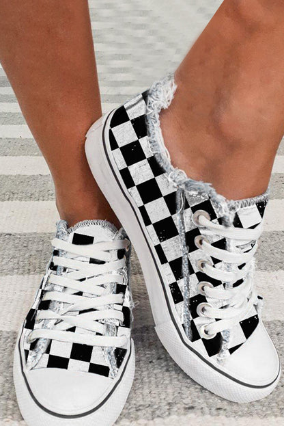 Black Checkered Sneakers